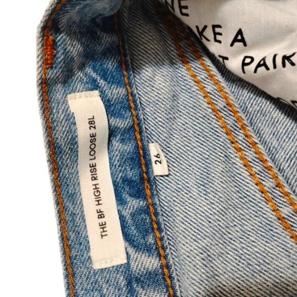 Denim Forum | The BF Highrise Loose 28L  Aritzia Distressed Woman Jean | Size 26 - Picture 5 of 16
